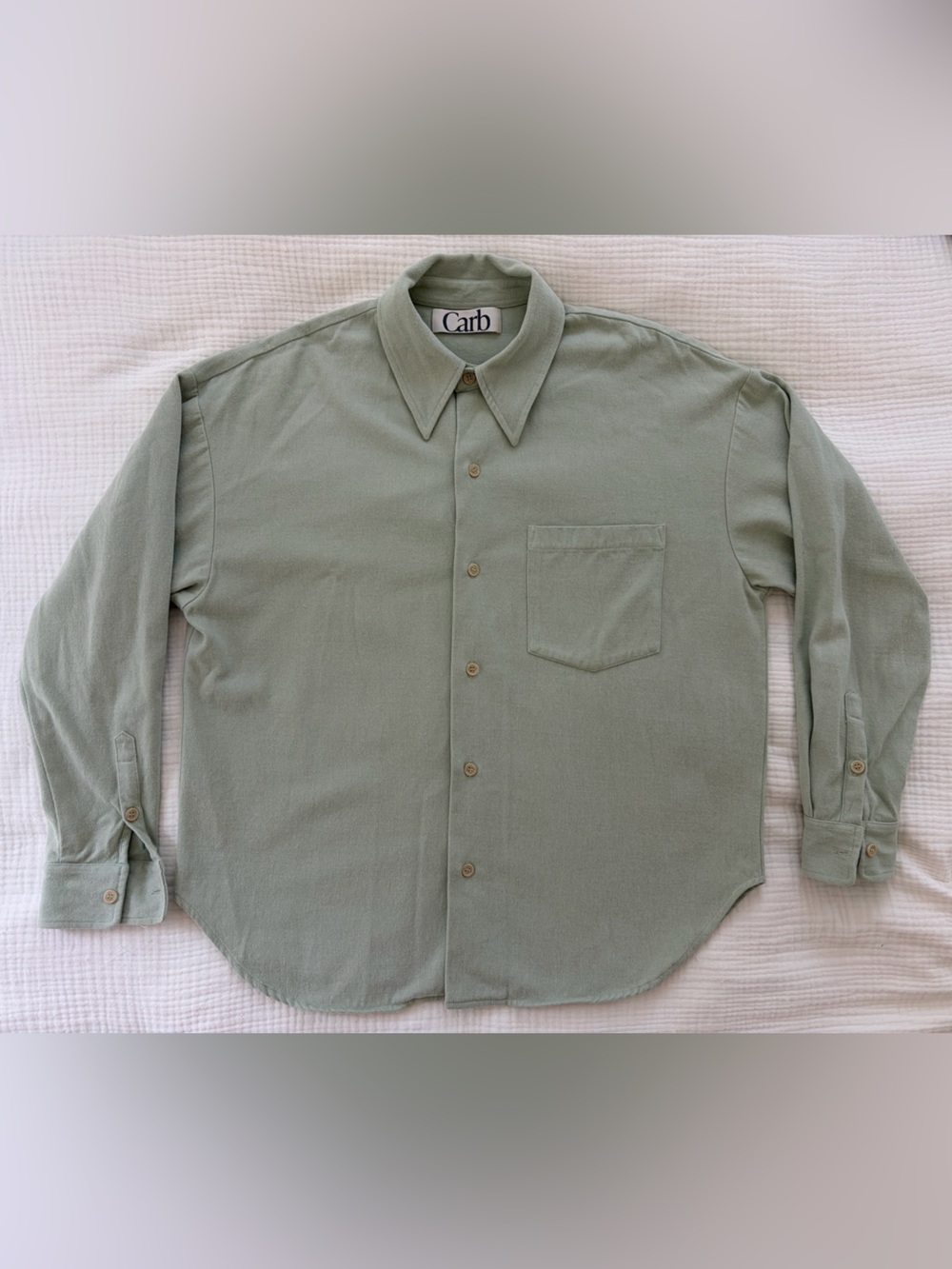 Carb Pistachio Green Men's Lightweight flannel Button-Up Shirt Jacket